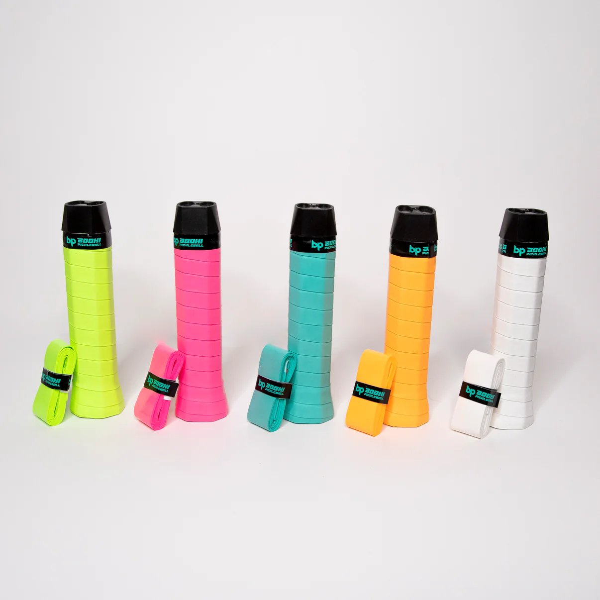 Bodhi Pickleball PROtack Overgrips in Yellow, Hot Pink, Teal, Key Lime, and White